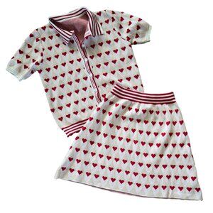 Heart Top and Skirt Knit Set S/M